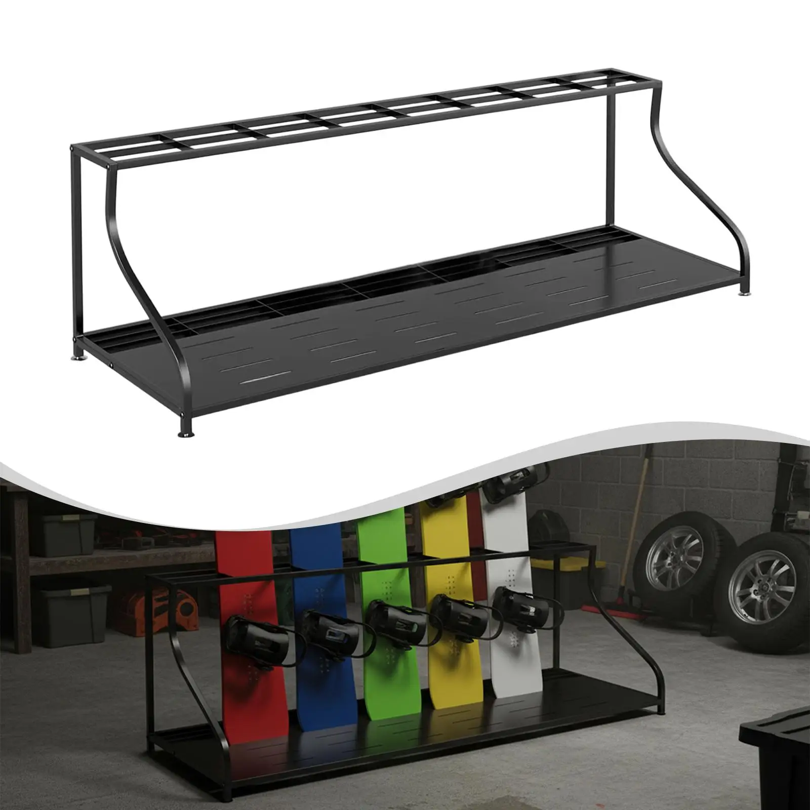ski-equipment-holder-steel-rack-8-pair-capacity-organizer-for-garage-basement-rental-shop-sports-storage