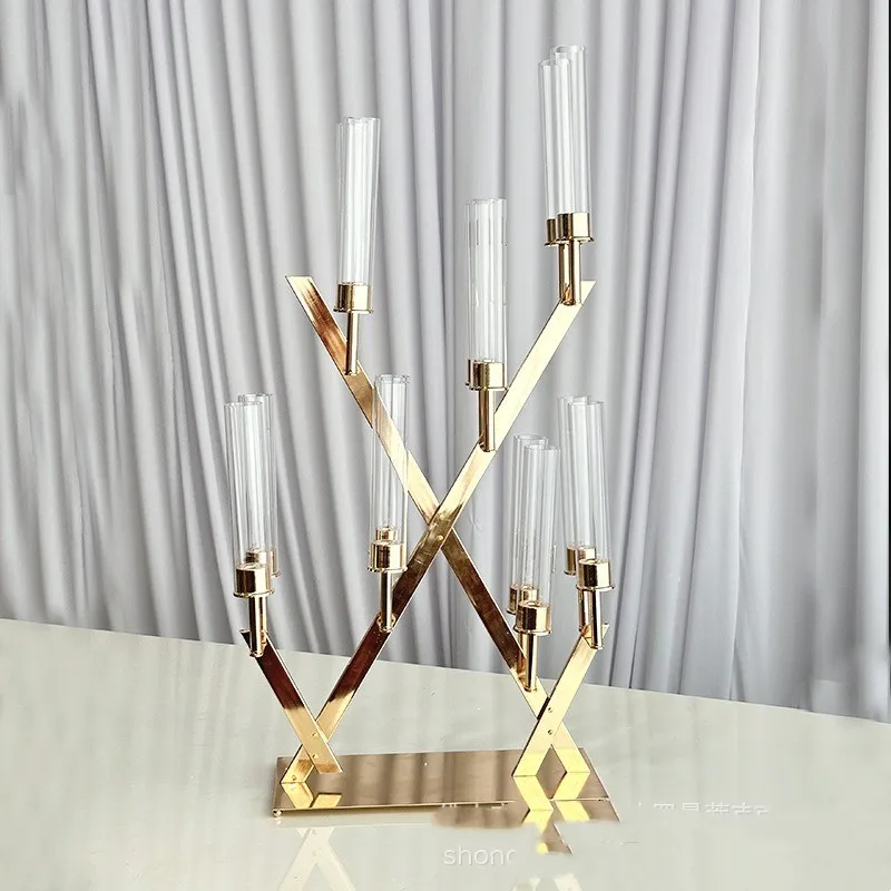 10 Stück 14-Kopf-Kerzenhalter aus Metall, Tischdekoration, Säulenständer, Partyvase, DIY-Dekoration – Detail 1