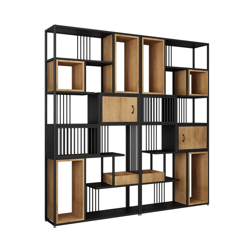 Solid wood bookshelf baffle storage rack, hall partition bookcase, storage modern simple home