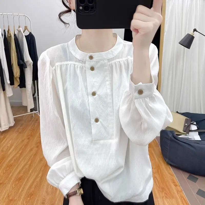 

Spring Vintage Collar Loose Long Sleeve Blouse Women