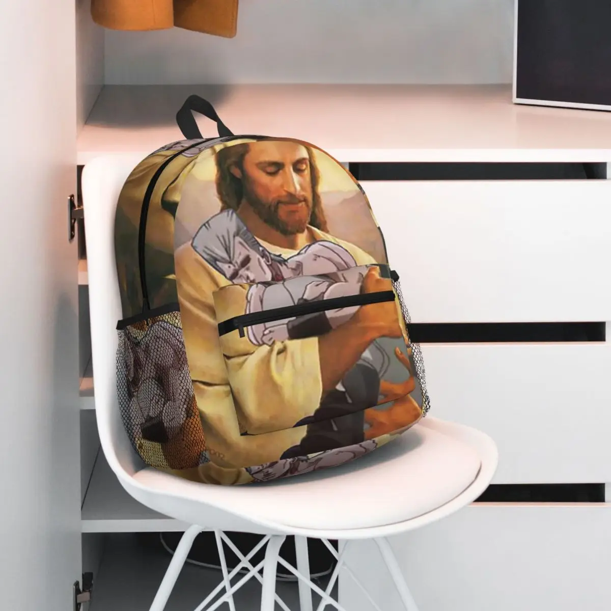 Jojos Bizarre Adventure Polnareff Jesus Backpack Student BookBag Kids School Bag Laptop Shoulder Bags for Men Women