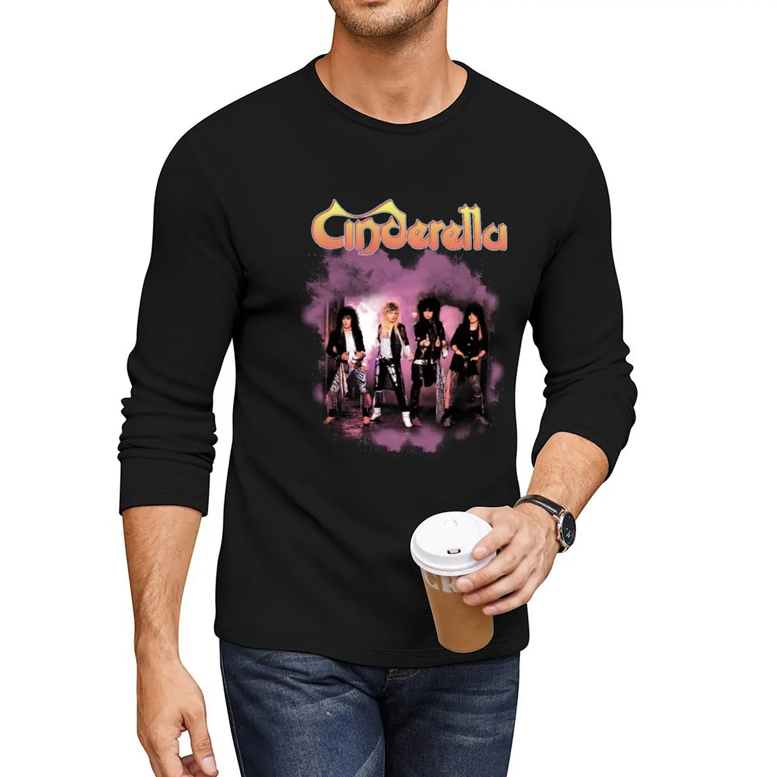 CINDERELLA BAND Long T-Shirt black t shirts Blouse plain t-shirt quick-drying t-shirt slim fit t shirts for men