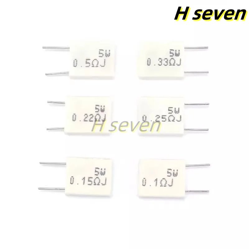10pcs/lot Non-inductive cement resistors 5W 0.01R/0.05R/0.1R/0.15R/0.22R/0.25R/0.33R/0.47R/0.5R