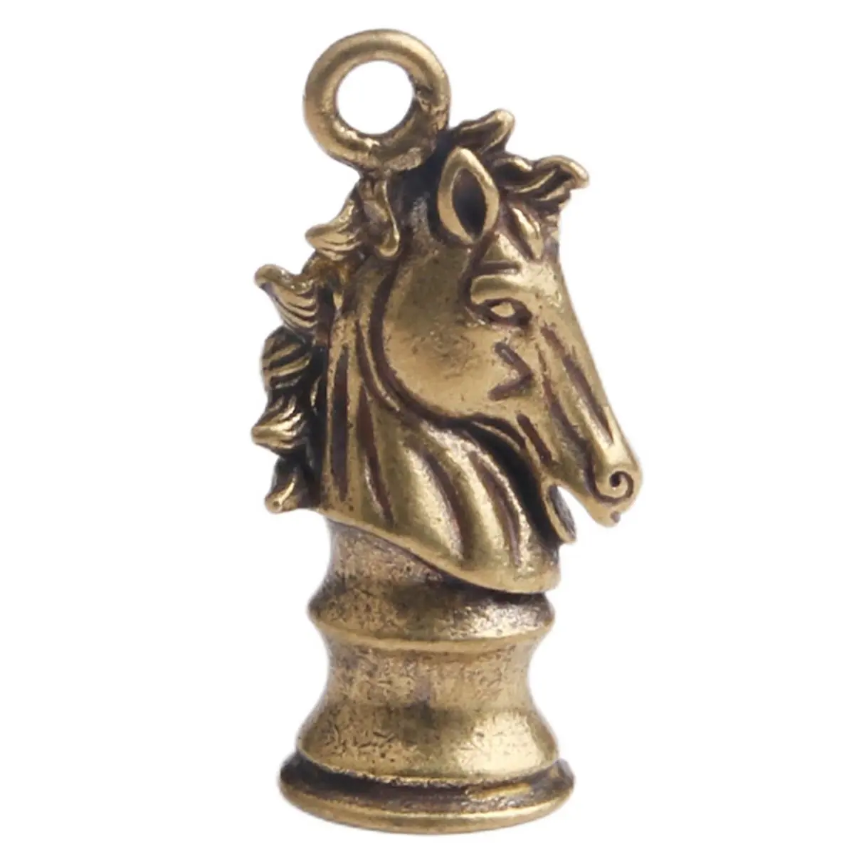 ABPP Brass Chess Horse Pendant of the Chinese Zodiac Horse Head Keychain Pendant Car Key Jewelry Lucky Amulet Key Ring 2pcs