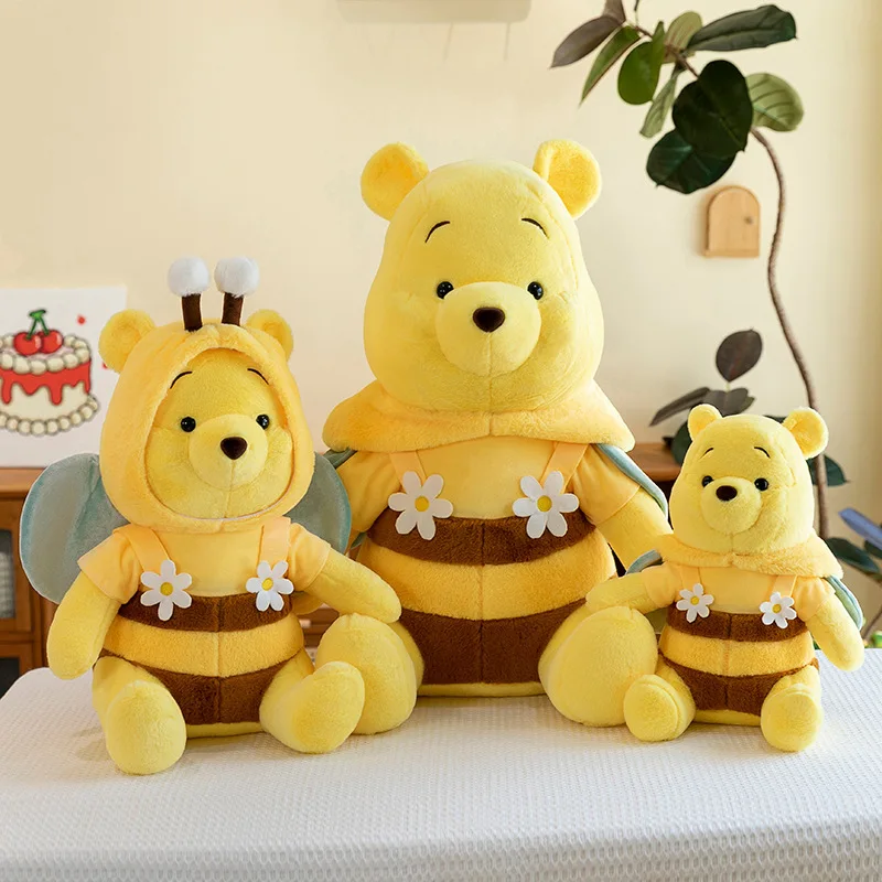 

35CM Miniso Plush Stuffed Doll Cute Bee Bear Winnie Pooh Soft Cloth Doll Children Pillow Birthday Gift Christmas Room Decoration