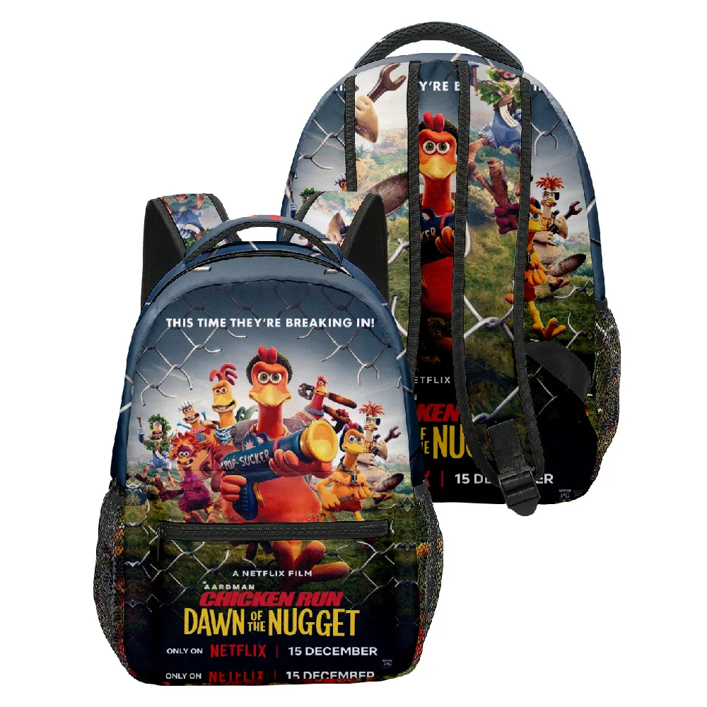 Trendy Popular Novelty Chicken Run student Bookbag Notebook Backpacks 3D Print Oxford Waterproof Boys/Girls Travel Backpacks