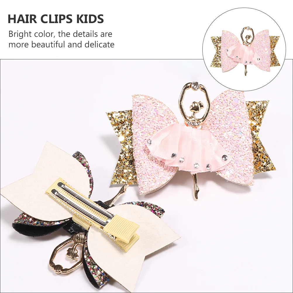 

5Pcs Kids Hair Clips Rhinestone Cloth Barrettes Ballet Girl Design Lightweight Durable Hairpins Accessories for Girls Hair Decor