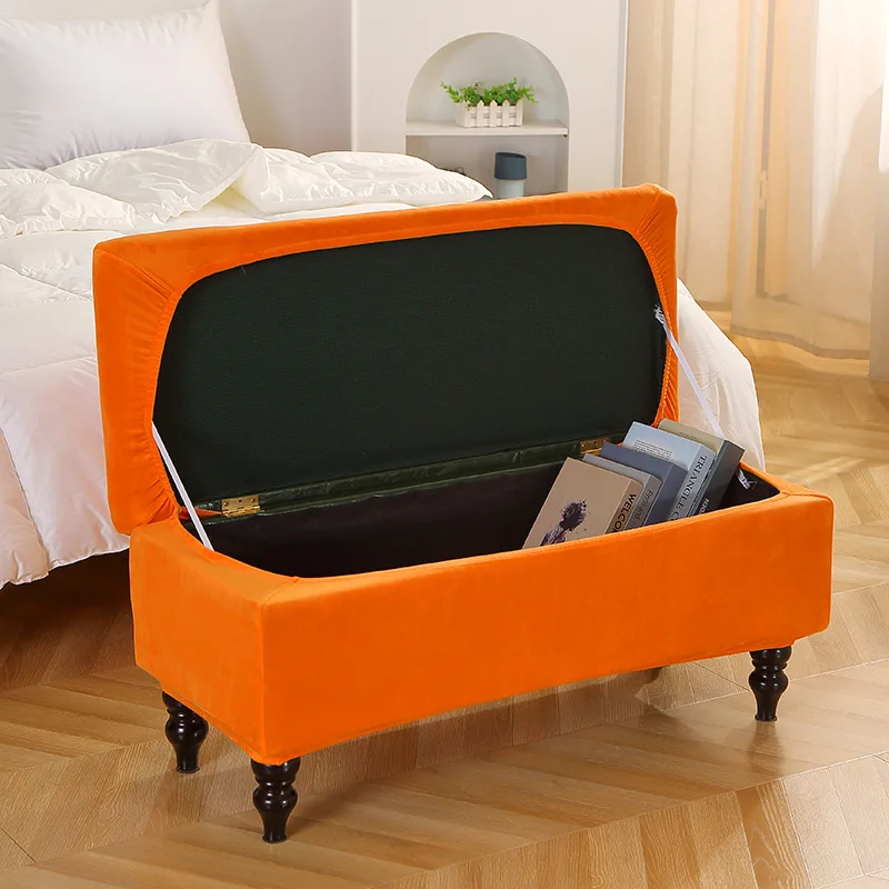 New solid color silver fox fur flip cover foot dust cover storage stool cover