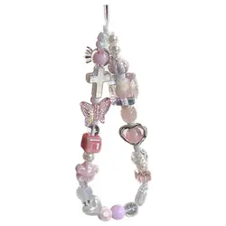 Pink Pearl Y2k Phone Lanyard Kawaii Heart Star Buttfly Style Phone Pendant Bear Sweet Cool Cool Girl Phone Chain Camera