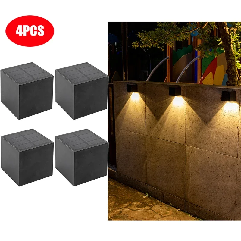 LED Solar Light Outdoor Tuin Vierkante Wandlamp Binnenplaats Tuin Hek Verlichting Wanddecoratie Lamp