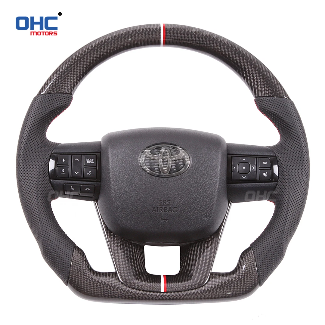 CF Real Carbon Fiber Steering Wheel Compatible for Toyota Hilux Revo