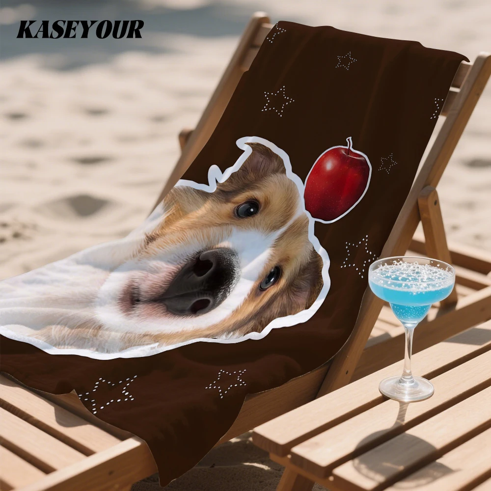 

Cute Collie Puppy Oversized Microfiber Beach Towel Sand Proof Quick Dry, Absorbent for Swimming Pool Travel Camping