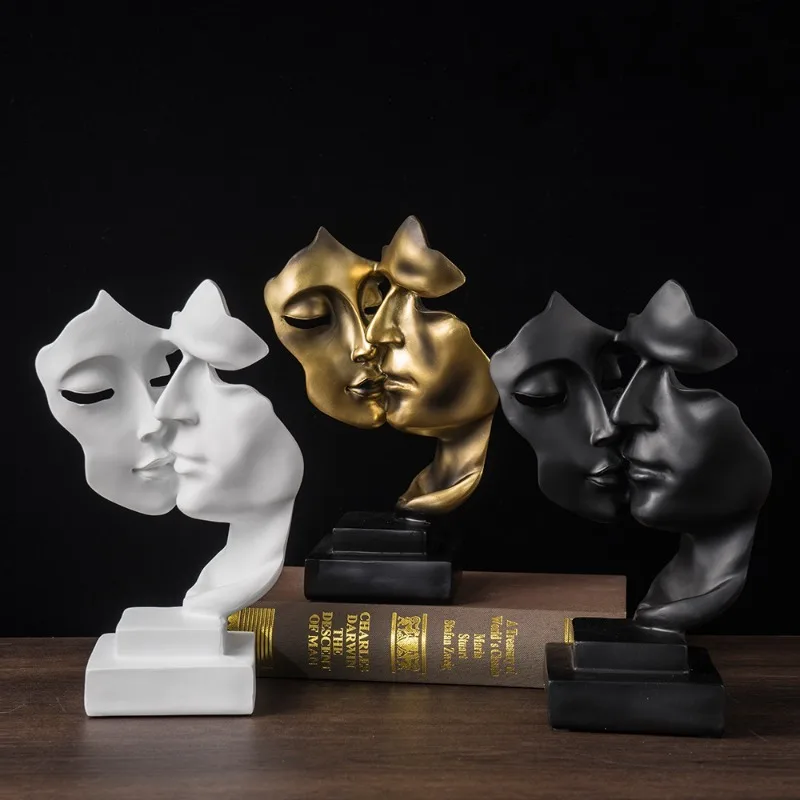 Abstract Kiss Couple Ornament Porch Statue Resin Crafts Office Desktop Gadgets TV Cabinet Living Room Home Decoration Gifts