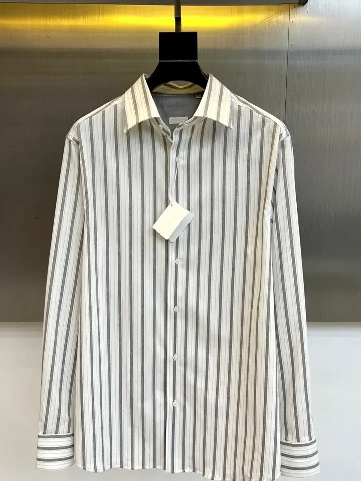 BC Classic Old Money Wind Lapel Striped Casual Shirt