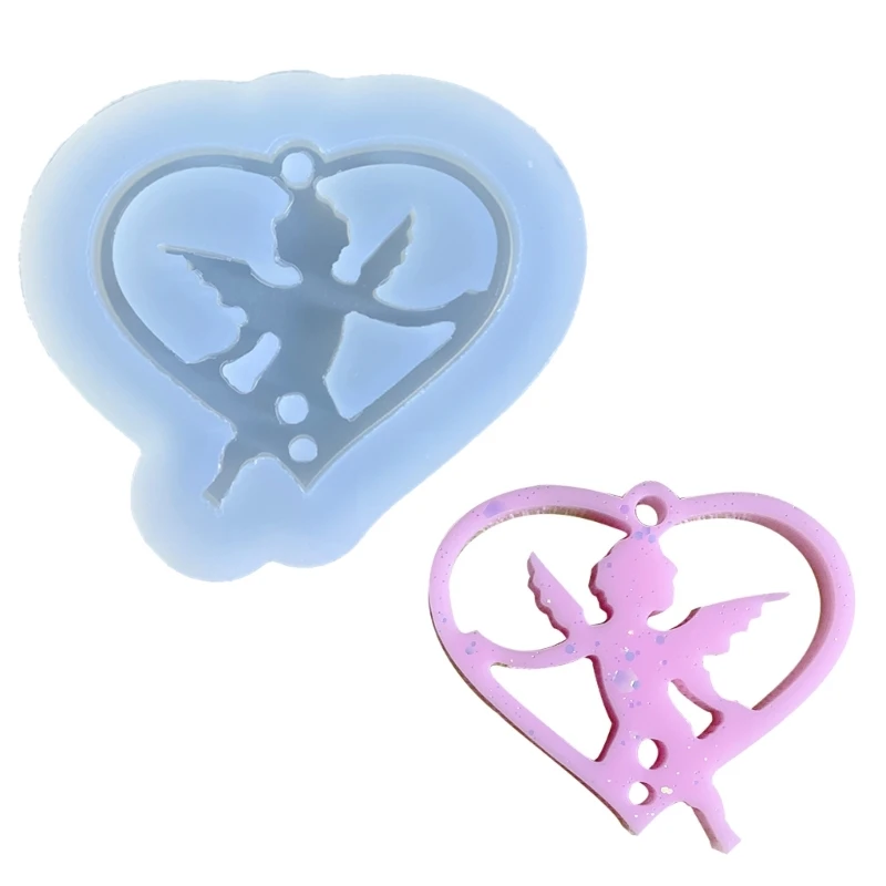 Silicone DIY Keychain Molds Clay Moulds Jewelry Making Tools Heart Shape for Kid