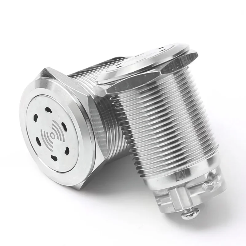 16MM 19MM 22MM Metal Buzzer Switch Waterproof With Intermittent Sound Red LED Light Stainless Steel Shell Screw Foot 12V 24V