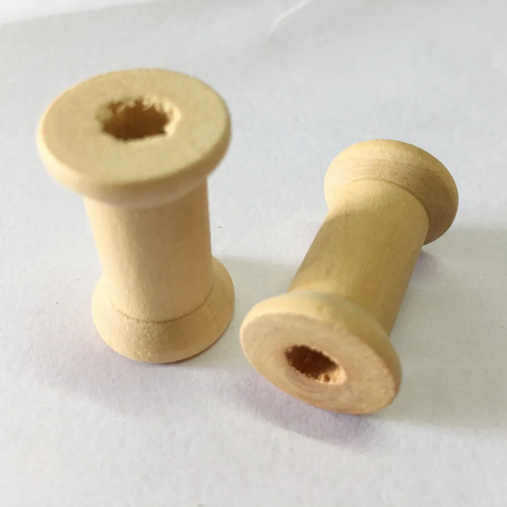 60Pcs Wooden Weaving Bobbins 27x16mm Unfinished Craft Spools for Stringing Stacking Sorting DIY Ornament Making Glass Shaped view 6