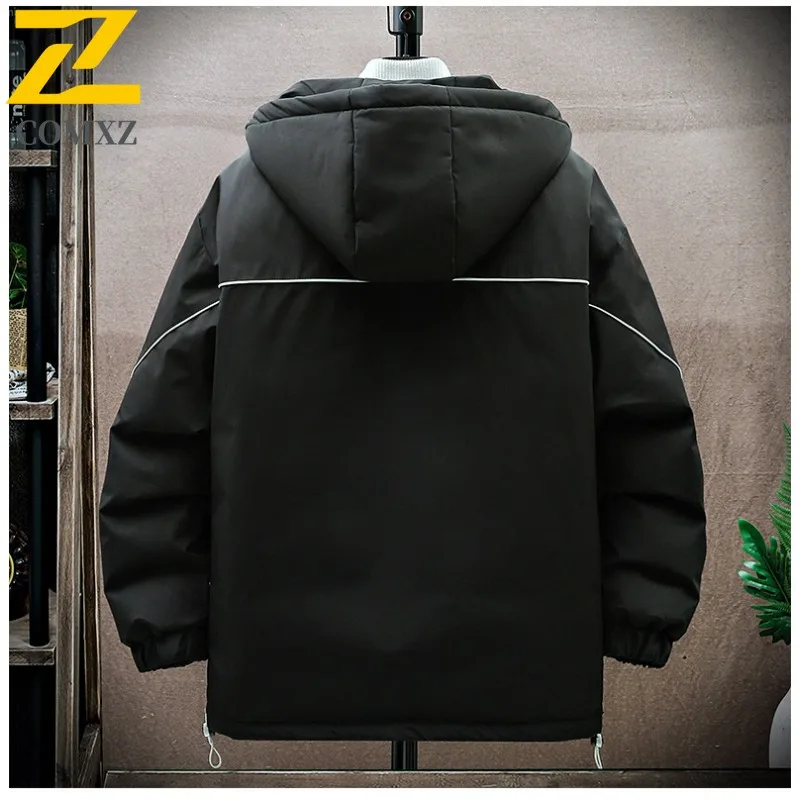 COMXZ Casual Men Padding Coat Classic Hooded Outdoor Adventure Windproof Hiking Coat Versatile Trekking Warm Autumn Garment