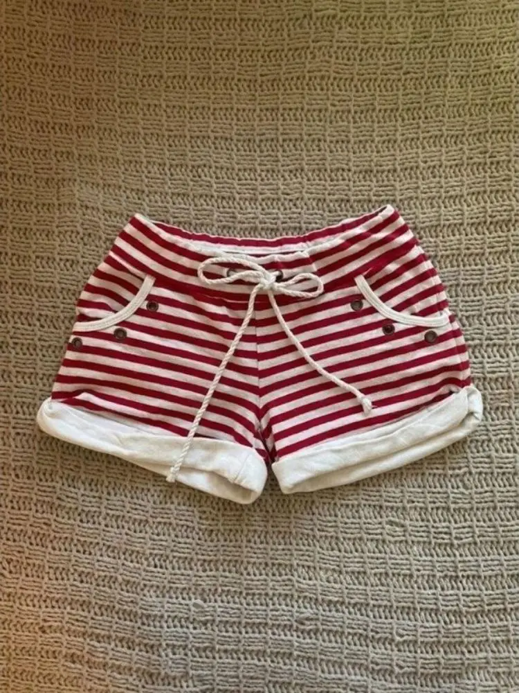 

Летние шорты для женщин: сексуальные, облегающие, в стиле Y2K 90-х, с низкой талией, эстетичные, в стиле Харадзюку, в полоску, мини-шорты, для E-girl, уличный стиль, шик, тренд