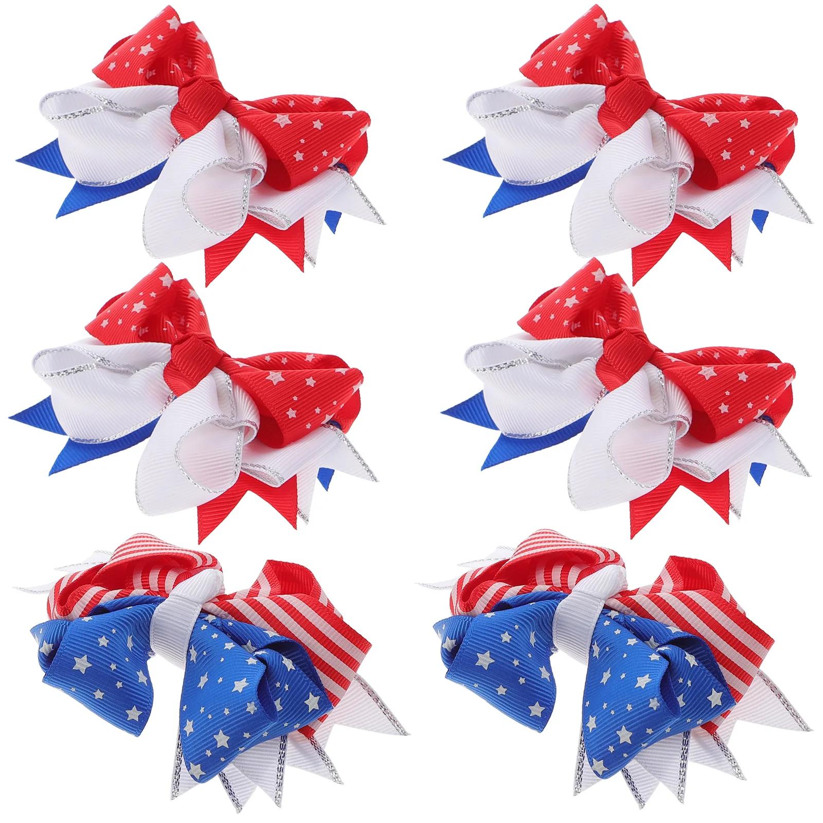 

6Pcs Bowknot HairClips Women Cute USAFlag Pattern Hairpins Girls Daily Decoration IndependenceDay Party Accessories BrightColor