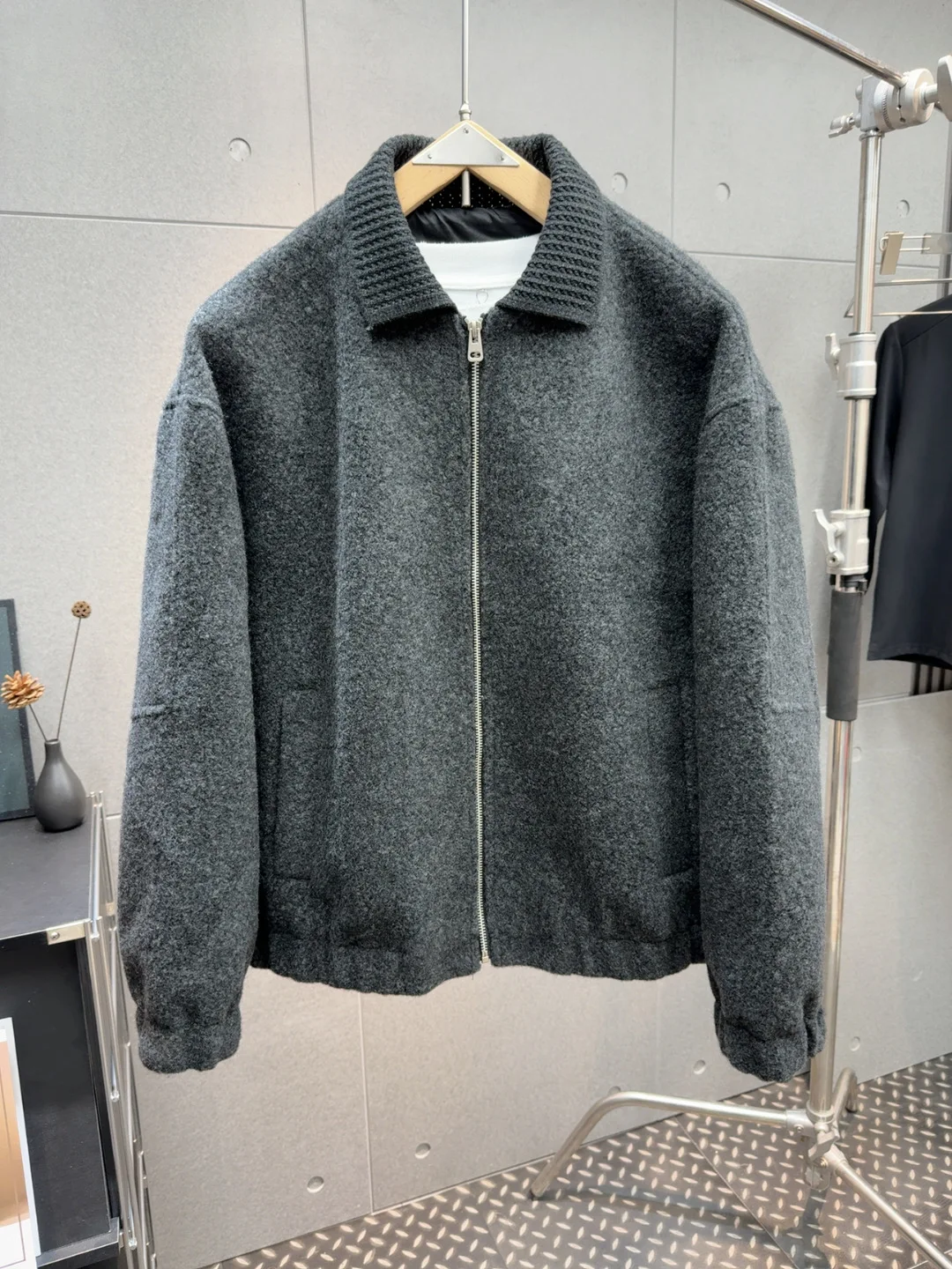 

Early Spring New Lazy Sle Knitted Plaid Woolen Jaet Men Soft Skin-friendly Warmth Polyester Fiber Long Sve Zipper Coat