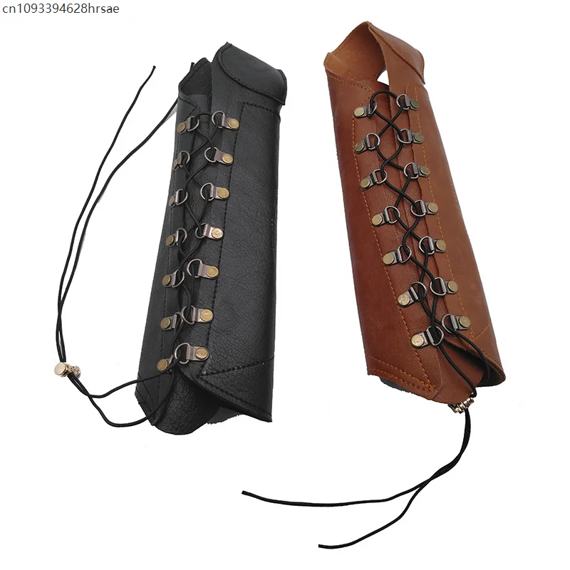 1 pz uomo armatura medievale scaldamuscoli in pelle PU tiro con l'arco protezione del braccio lace-up cavaliere vichingo guanto di sfida braccialetto accessori cosplay