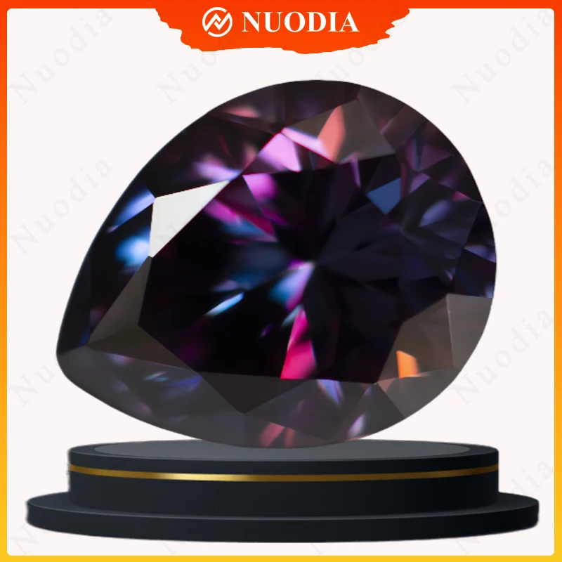 

Ювелирные изделия Nuodia, муассанит, свободный камень, королевский фиолетовый цвет, грушевидная огранка, 1,0-5,0 карата, тестер бриллиантов для изготовления ювелирных изделий из муассанита