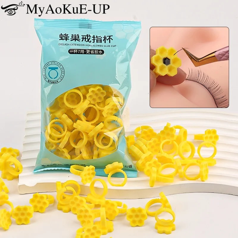 50pcs Eyelashes Glue Rings Cups Eyelash Extension Glue Delay Cup Ring Nail Polish Tattoo Pigment Tray DIY Lashes Makeup Tools