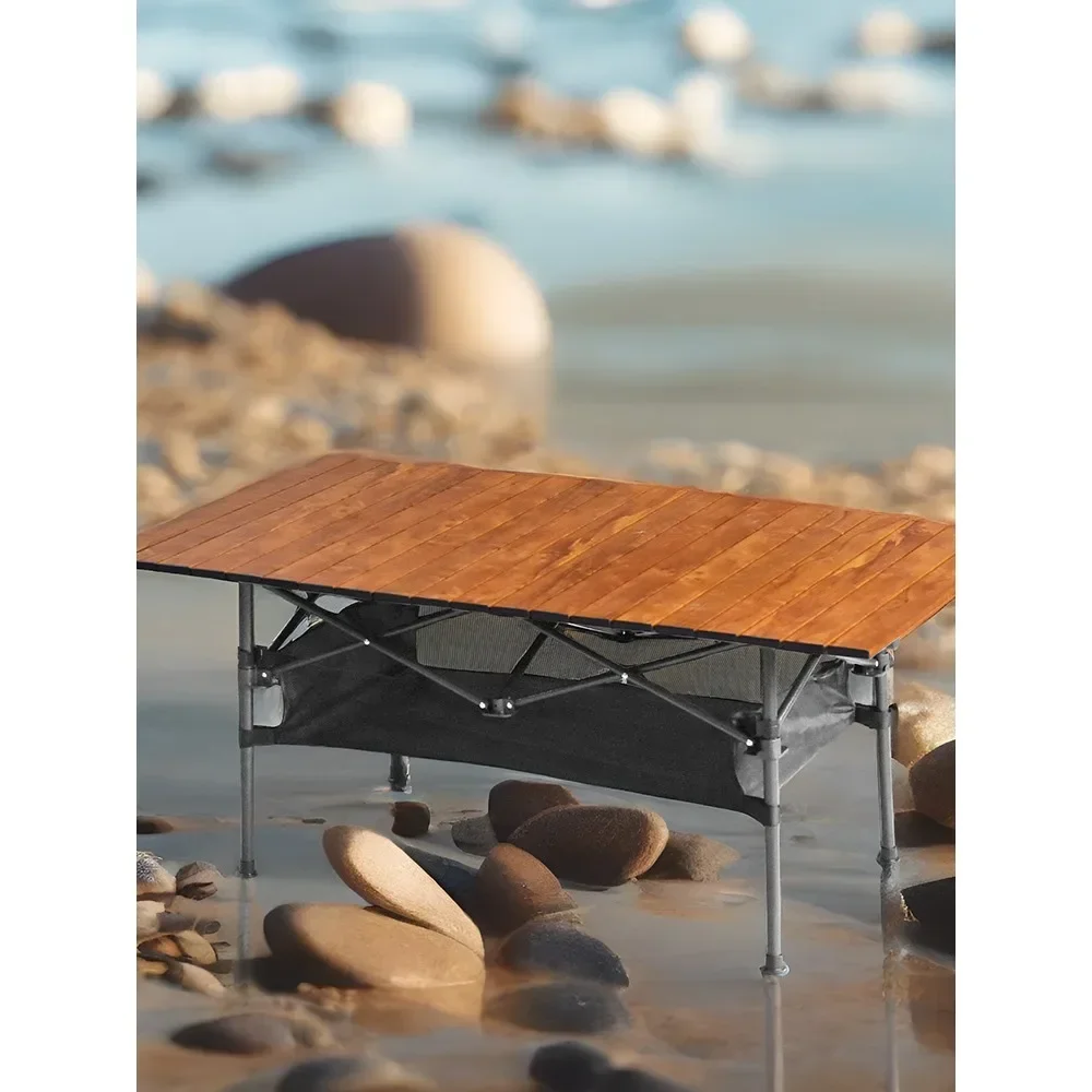 

Outdoor Folding Egg Roll Table Adjustable Aluminum Alloy Display Portable Anti-Wood Grain Simple Ultra-Light round Picnic Table