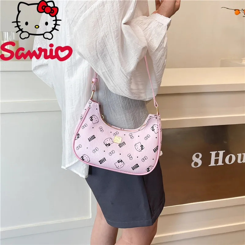 Sanrio Hello Kitty New Women's Shoulder Bag Cartoon Cute Print Women's Handbag Fashion Trend Underarm Women's Bag Large Capacity