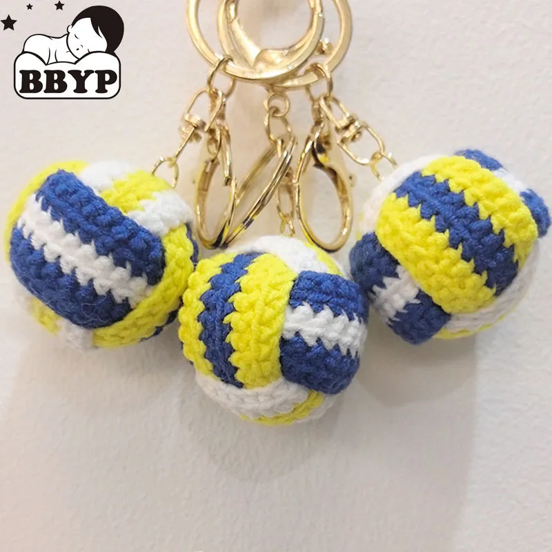 Cute Volleyball Crochet Keychain Funny volleyball Doll Keyrings Handmaking Knitting Animal Car Keys Keychains Kawaii Knitted