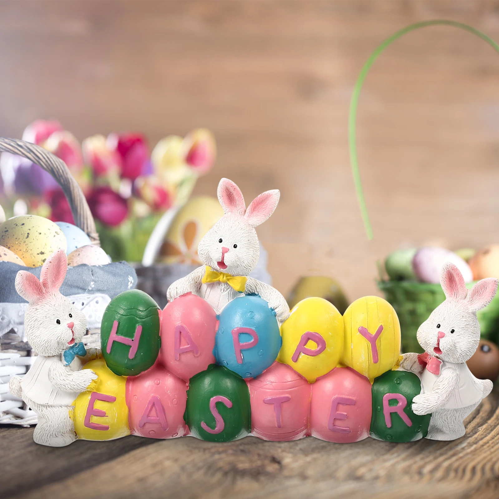 

Easter Bunny Resin Centerpiece Decor Desktop Ornament Home Party Table Decoration Mini Sculpture Gift For Kids Animal