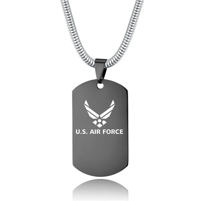 Fashion DIY Laser U.S. AIR FORCE Logo Custom Men's Tag Pendant Necklaces Stainless Steel Military Army Pendant Engrave Name