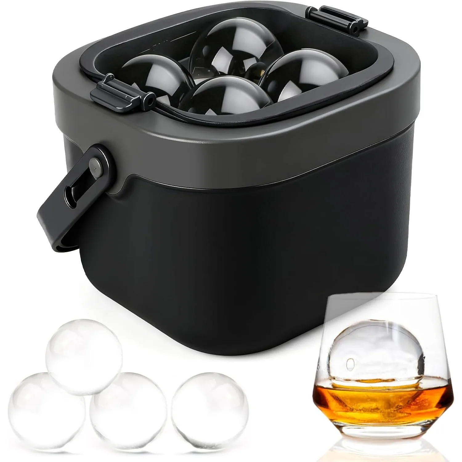 Clear Ice Ball Maker 2.5 Inch Ice Sphere Mold for Whiskey, Large Slow Melting Ice Ball Mold for Cocktails Bourbon