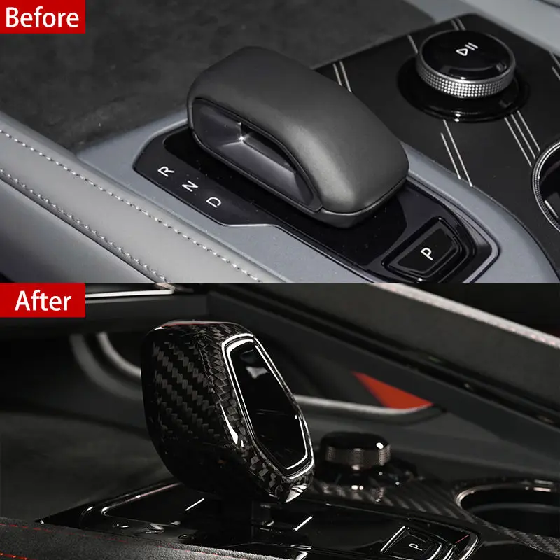 For ZEEKR 001 Dry Carbon Fiber Car Central Control Gear Shift Knob Gear Interior Blackening Gear Refitting Car Refit Accessories