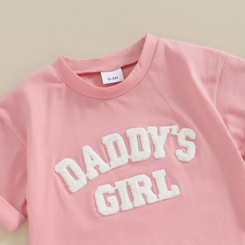 Infant Baby Girl Summer Outfit Sweatshirt Romper Daddys Girl Embroidery Jumpsuit Tops Matching Cute Newborn Clothes