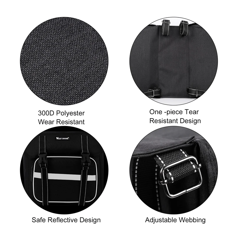 WEST BIKING 25L Large Bicycle Bags Cycling Travel Trunk Bag Double Side Rear Rack Panniers Waterproof MTB Luggage Carrier Bags image 5