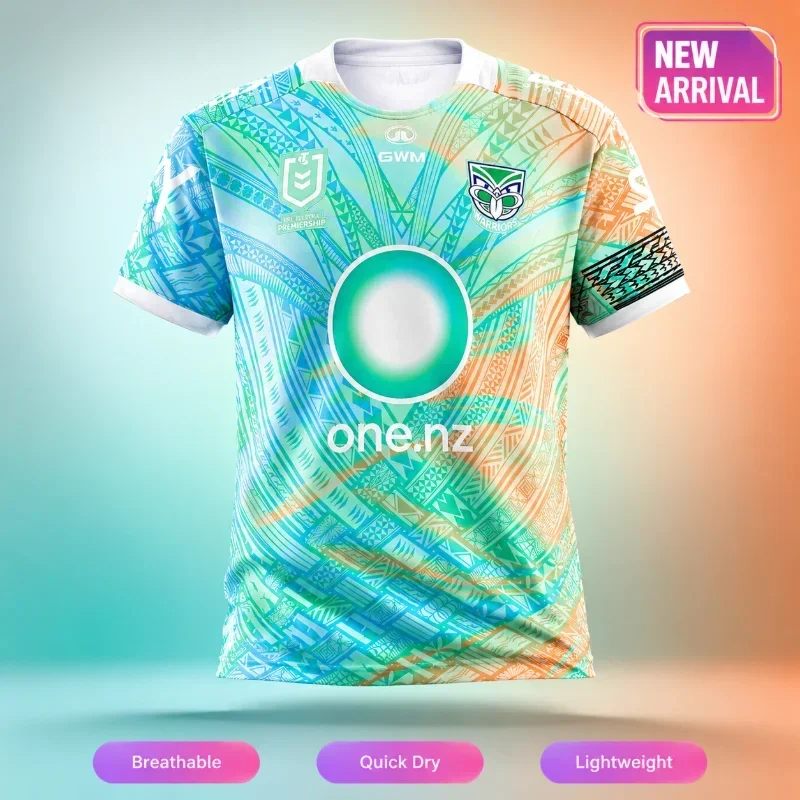 2026 New 3D Printed Australian NRL New Zealand Warriors Training Suit Fast Drying Breathable T-shirt for Parent-child Wear