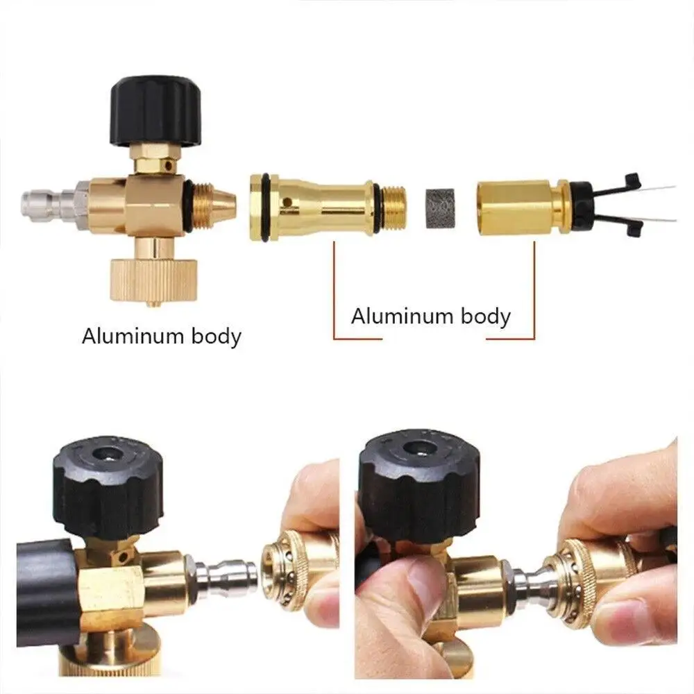 الأزرق جهاز تنظيف يعمل بالضغط العالي رغوة مدفع 1/4 "الاتصال السريع M22-14 الموضوع مع محول كارشر لتفصيل شاحنة سيارة K-Series