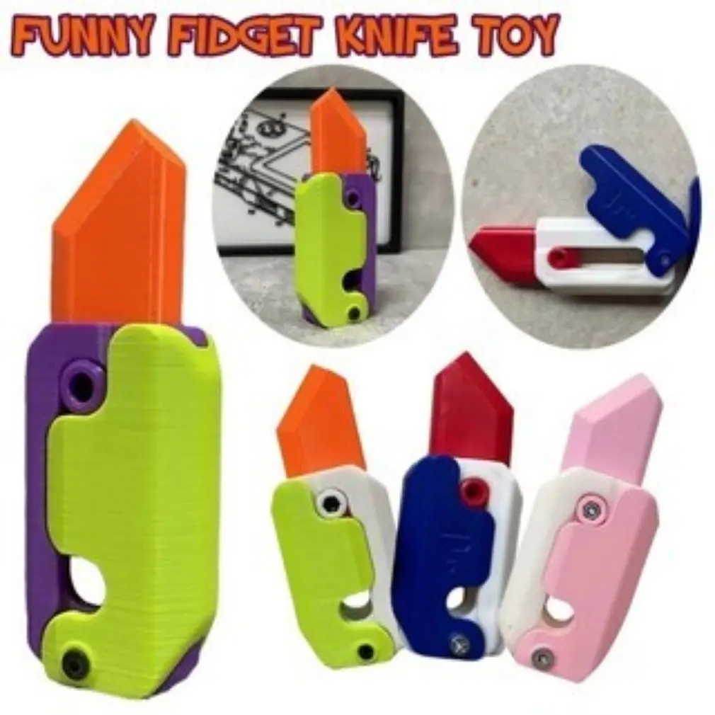 Explosive Gravities Knife Carrot Knife Portable Push Card Small Toy 3D Anger Stress Relief Sensory Cutter Toys For Kids Adults