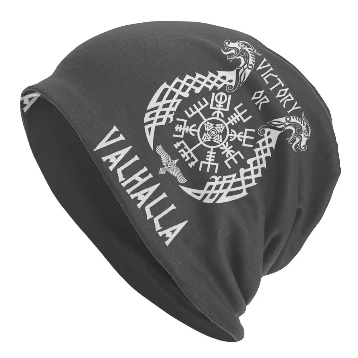 

Thin Bonnet Hats Viking Men Women's Victory Or Valhalla Dark Grey Cap Design Skullies Beanies Caps