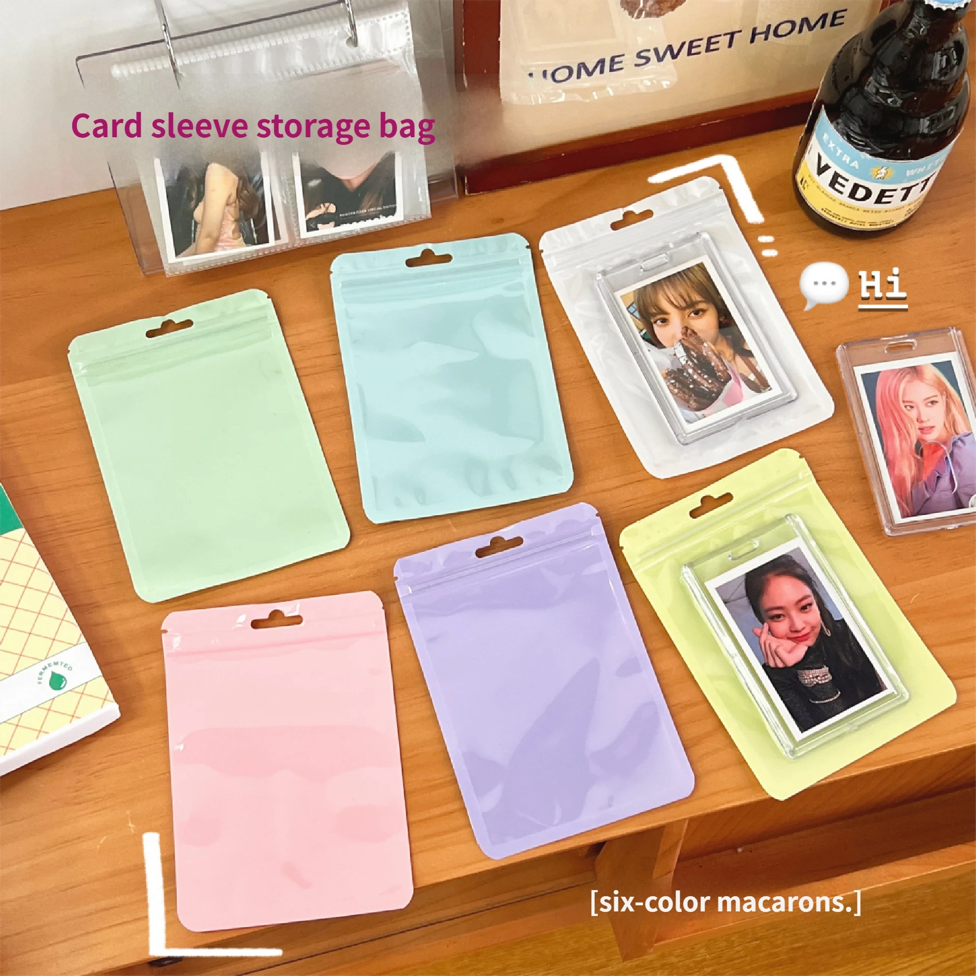 

10 pcs/set Macaron Color Packing Bag Transparent Color Bone Bag Jewelry Sealed Pocket Makeup Card Piece Jewelry Small Object B