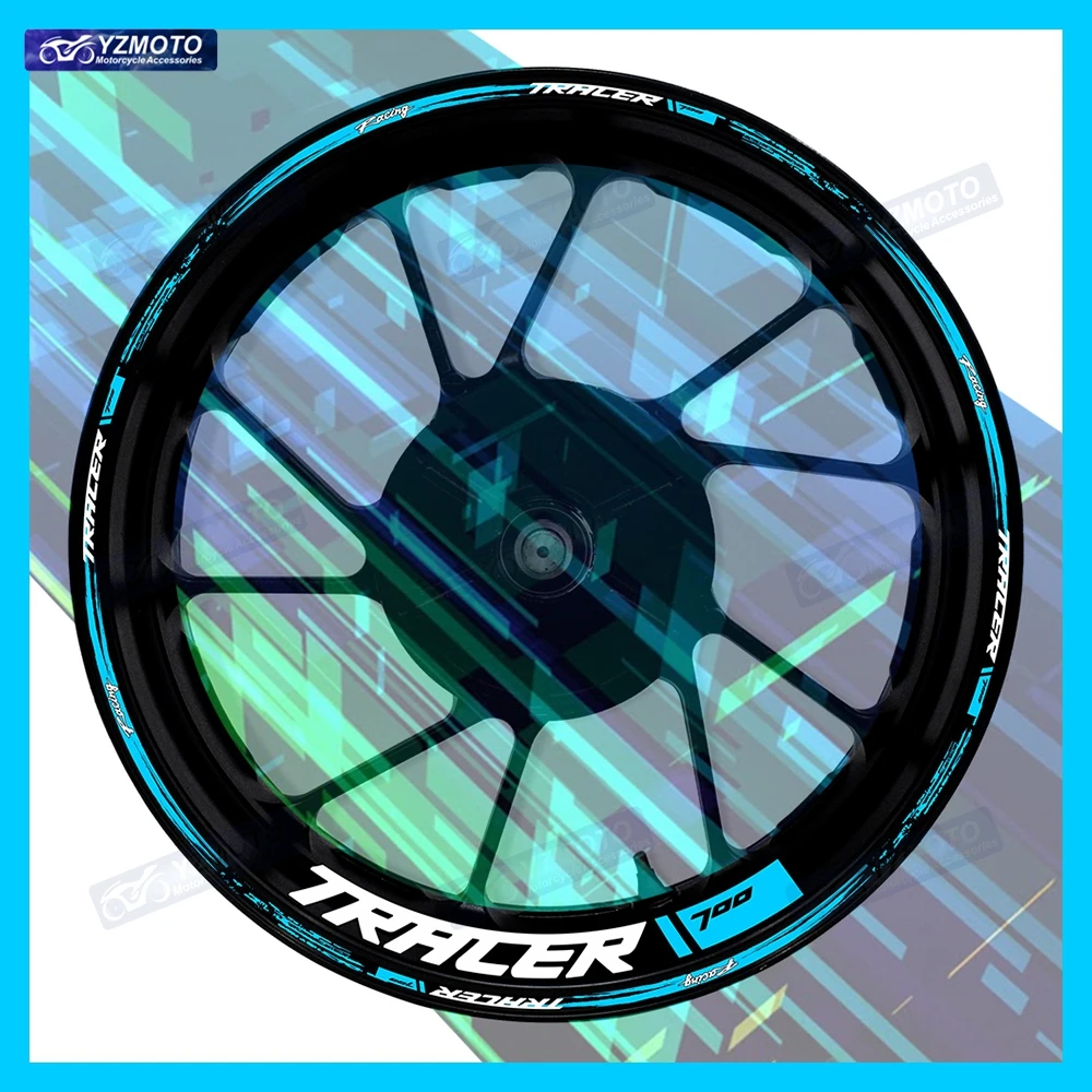 For TRACER 700 Motorcycle 17 Inch Front Rear Wheel Sticker Racing Decal Reflective Waterproof Decorative Hub Stripe Rim Stickers