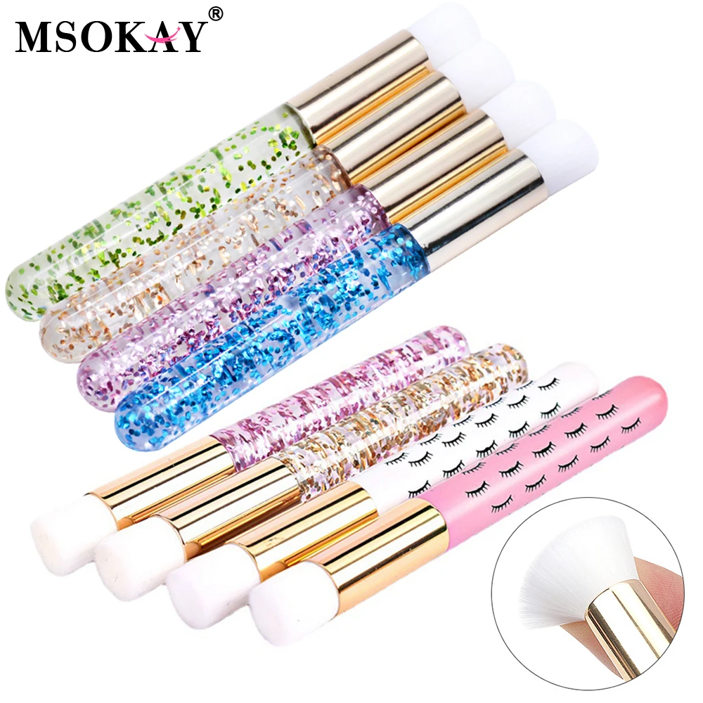 MSOKAY  Eyelash Extension Cleaning Brush Gold Nose Black Head Foam Clean Remover Grafting Lashes Shampoo Applicator Makeup Tools