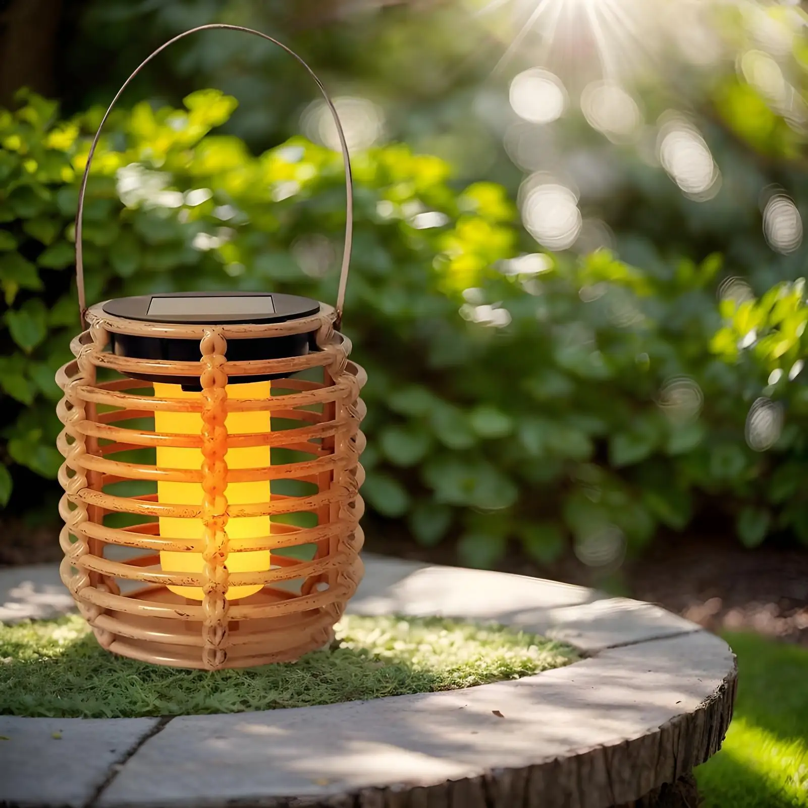 Solar Garden Lights Outdoor Lanterns Solar Powered Lights Decorative Waterproof Rattan Lantern For Yard Garden Lawn Trees Porch