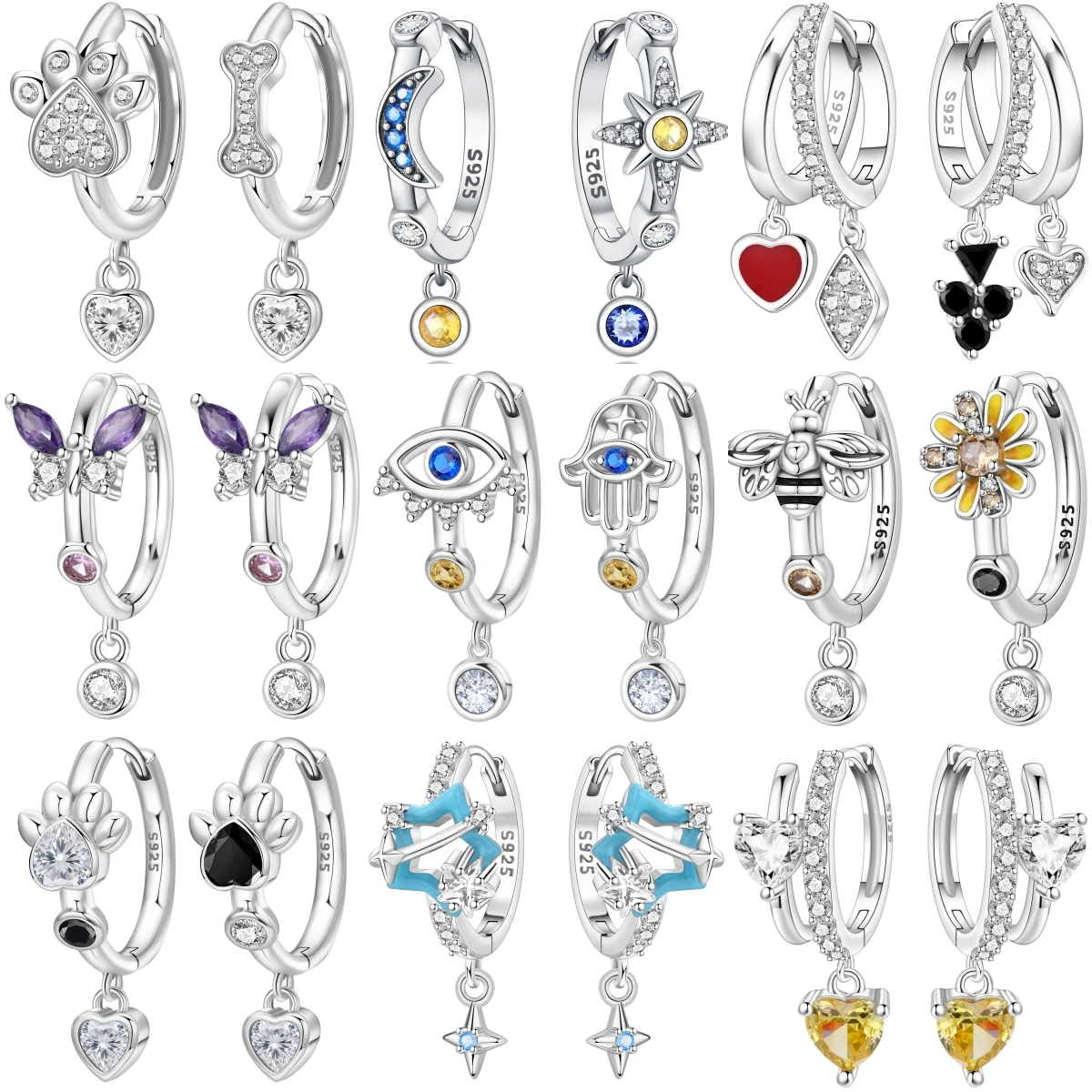 CYCUFF 925 Sterling Silber Insekten- und Tier-Serie Hängeohrringe Damen Ohrringe Charm Mode Vielseitiger Party-Schmuck Geschenke