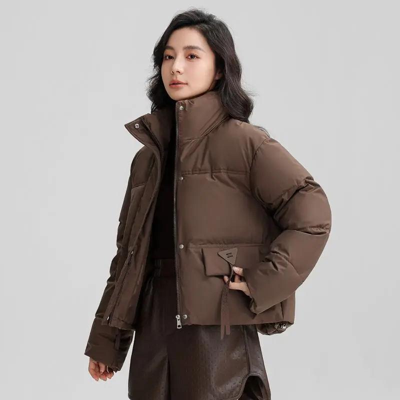 

Special Offer 2025 New Women's Korean Style Stand Collar Featherless Coat Short Loose Fit Autumn Winter Warmth