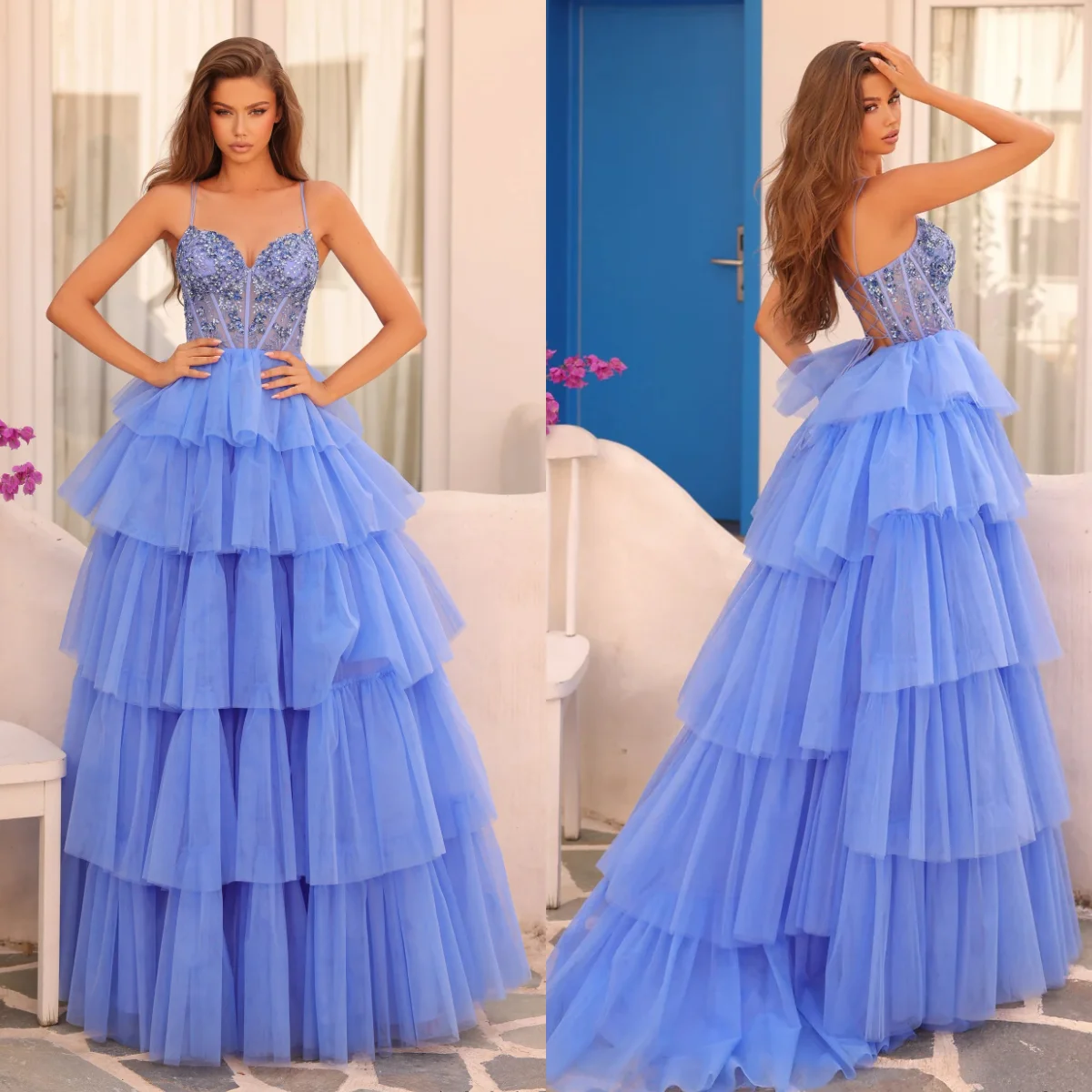 Blue A Line Prom Dr… - image