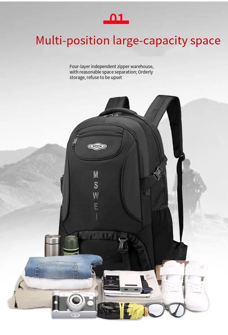 Large Capacity Outdoor Climbing Sports Bag Men Women Travel Mountaineering Luggage Rucksack Waterproof Camping Hiking Backpack