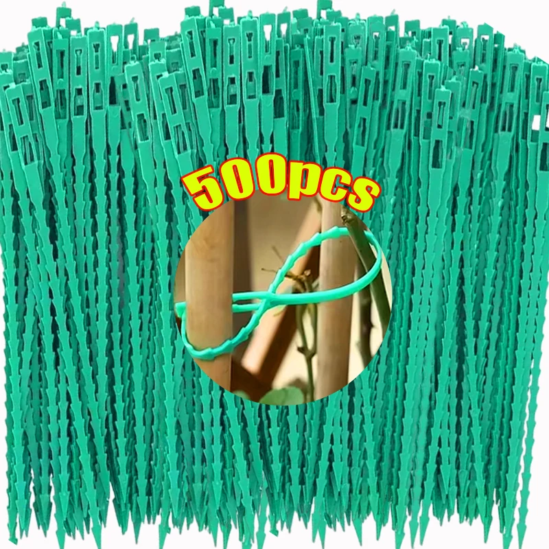 10/500pcs Garden Cable Ties Adjustable Self-locking Plant Vine Tree Shrubs Support Fastener Plastic Reusable Plants Fixing Tools